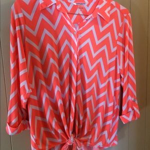 Neon orange Zigzag button down